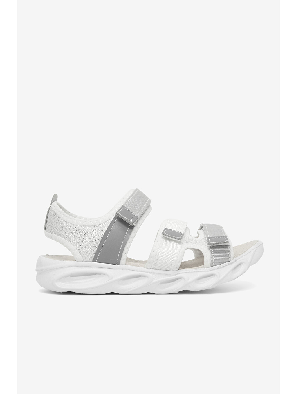 Çocuk Unisex Beyaz Gri Çoçuk Renkli Rahat Kalıp Sandalet-3