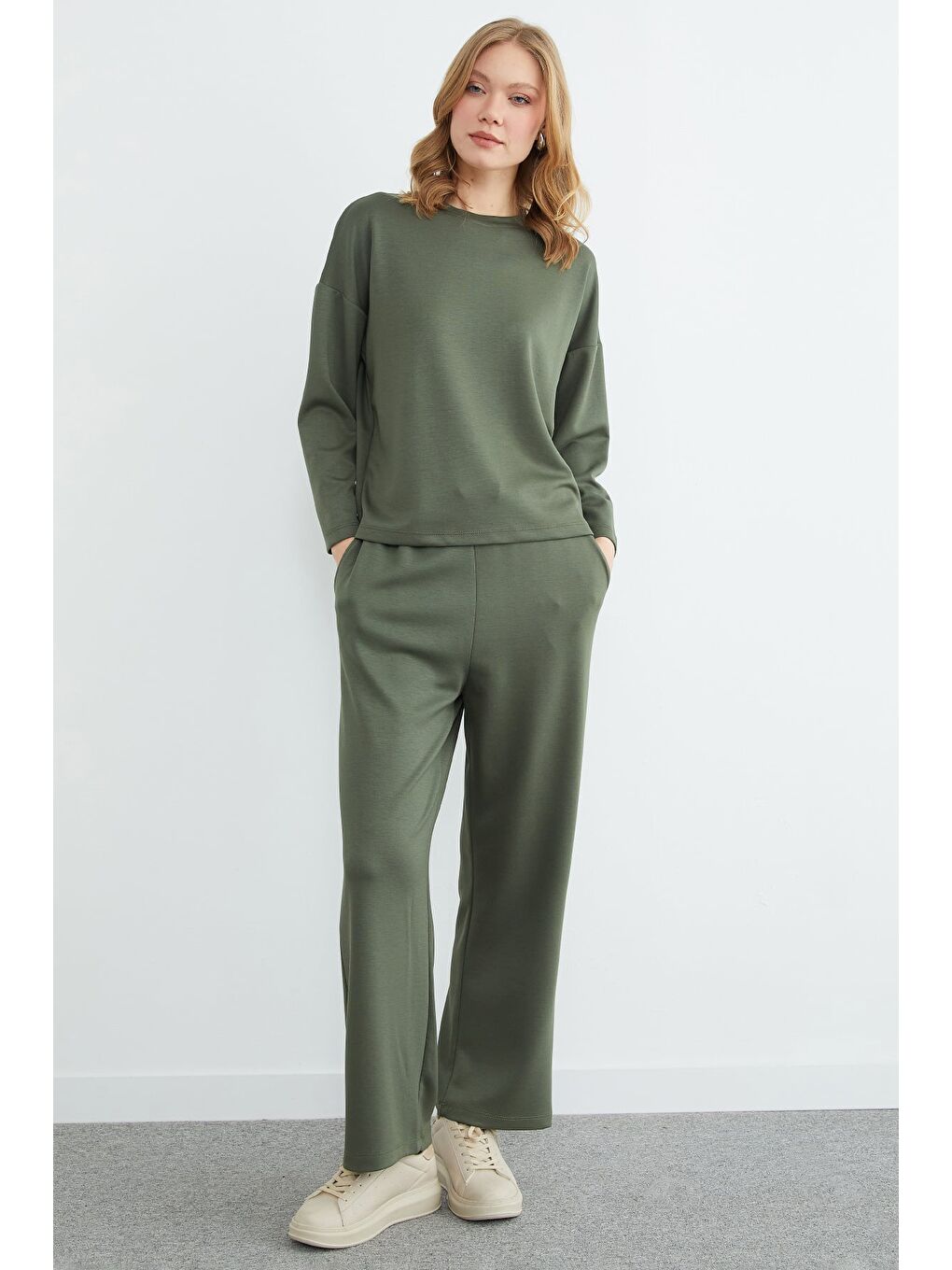 Haki Basic Uzun Kollu Modal 2 Li Takım-2