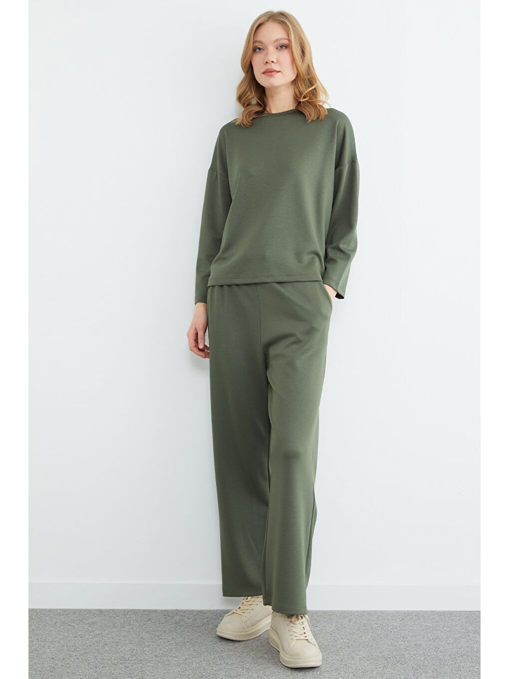 Haki Basic Uzun Kollu Modal 2 Li Takım-3