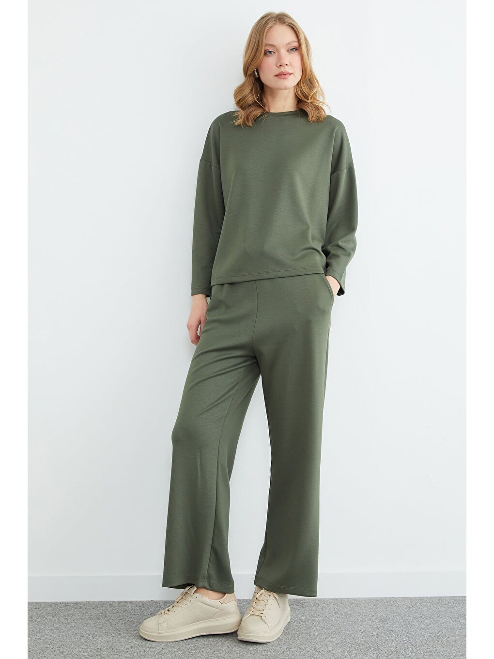 Haki Basic Uzun Kollu Modal 2 Li Takım-4