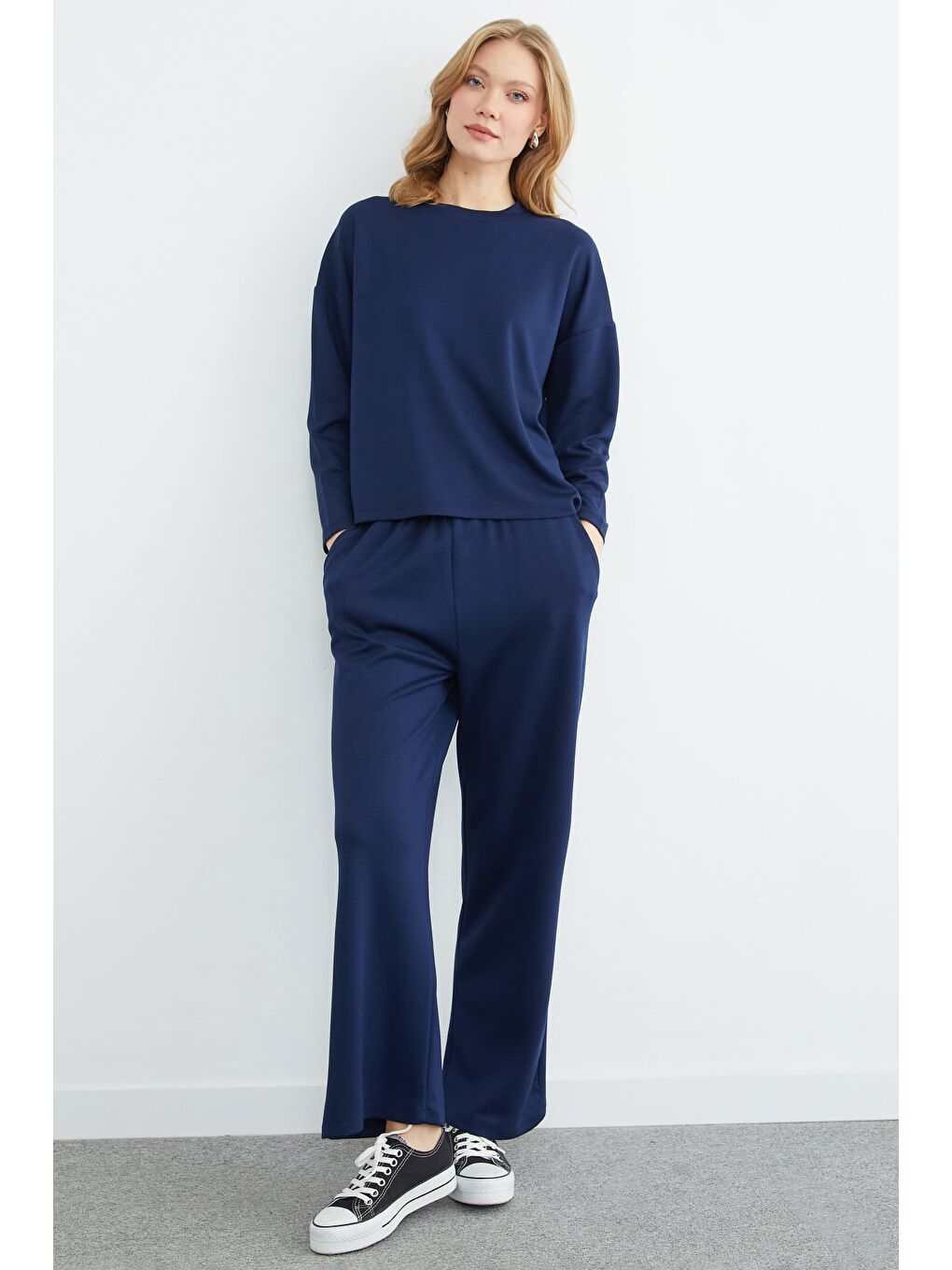 Lacivert Basic Uzun Kollu Modal 2 Li Takım-3