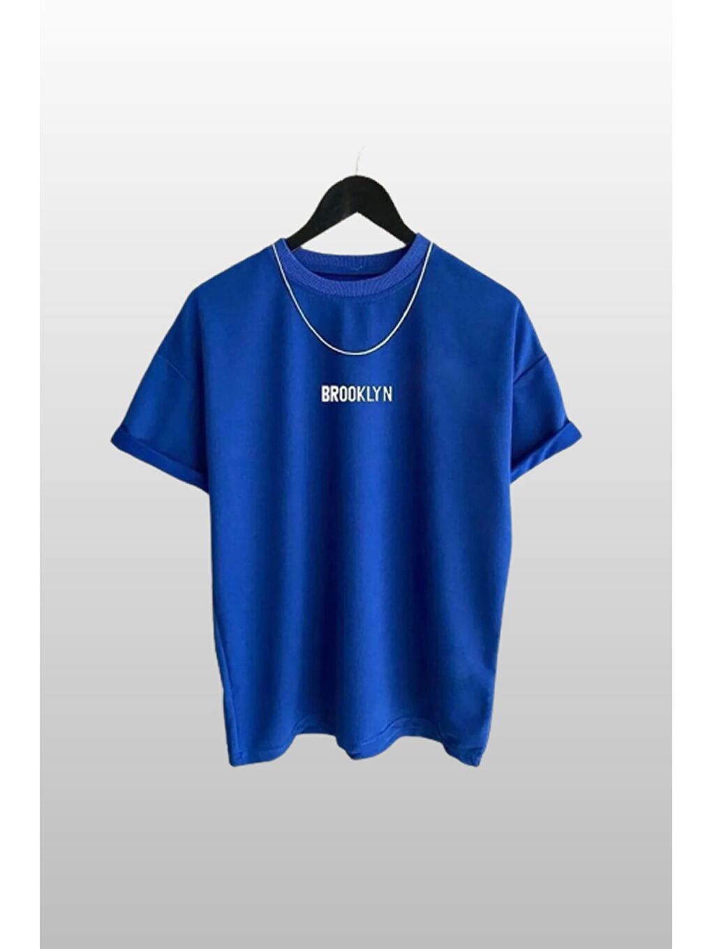 Kadın Brooklyn Baskılı 2li Paket Mavi Kahve T shirt-2