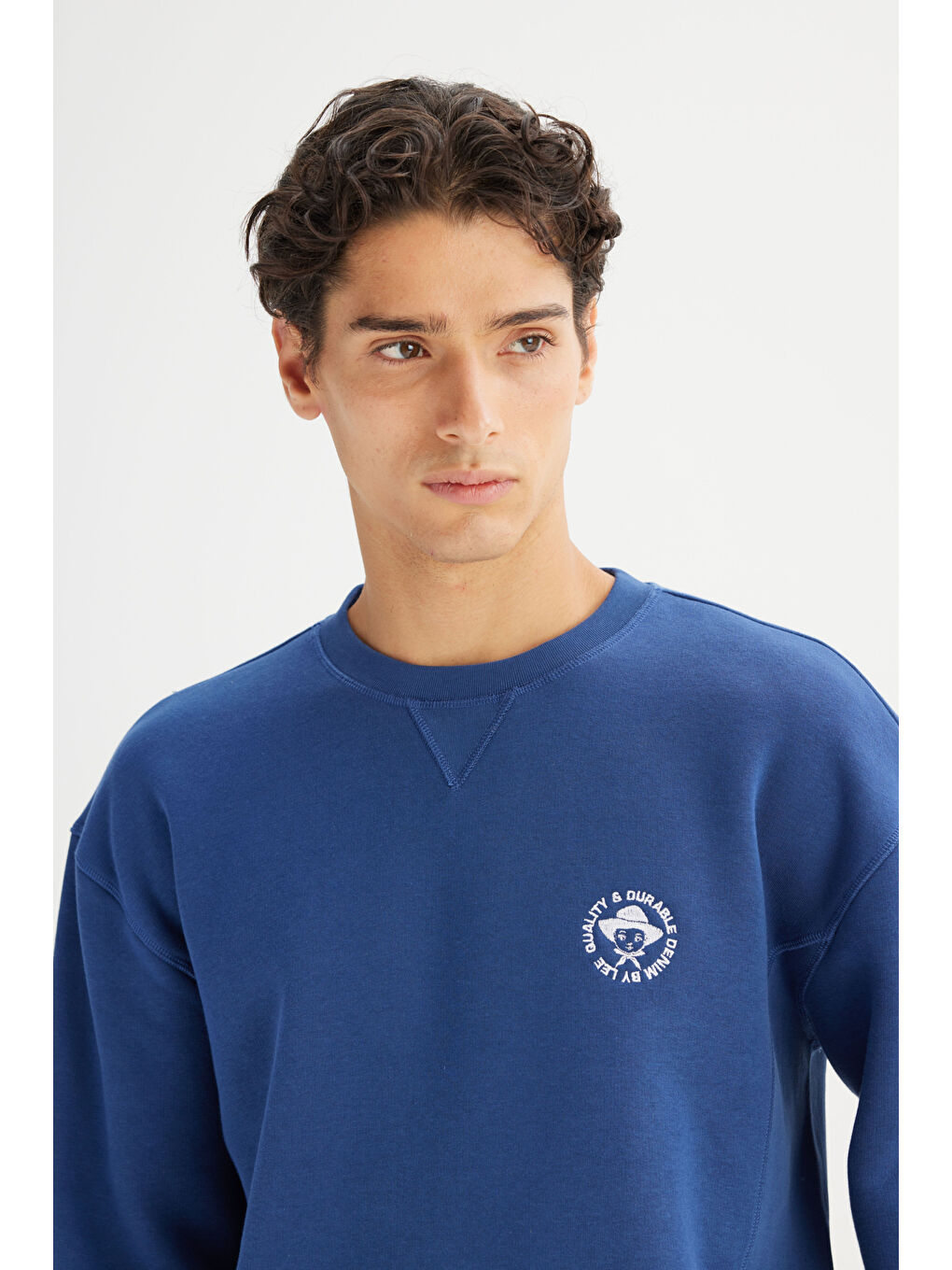 Lacivert Pamuklu İçi Polarlı Regular Fit Kapüşonlu Logo Detaylı Sweatshirt-3