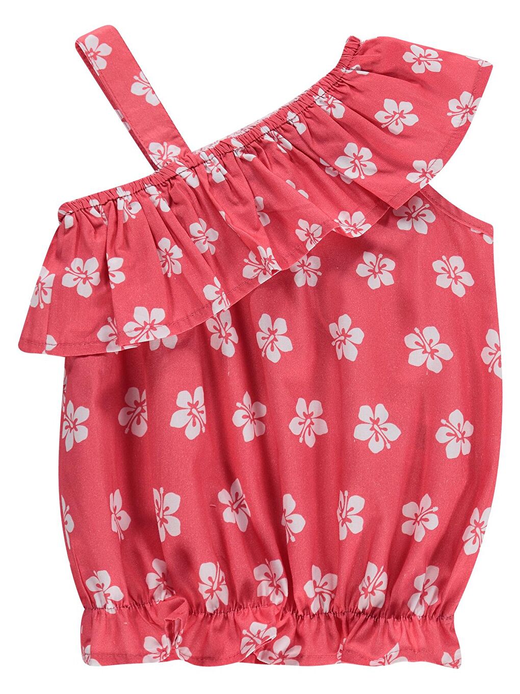 Girls Çiçek Desenli Volanlı 6-9 Yaş Takım - Kırmızı-1