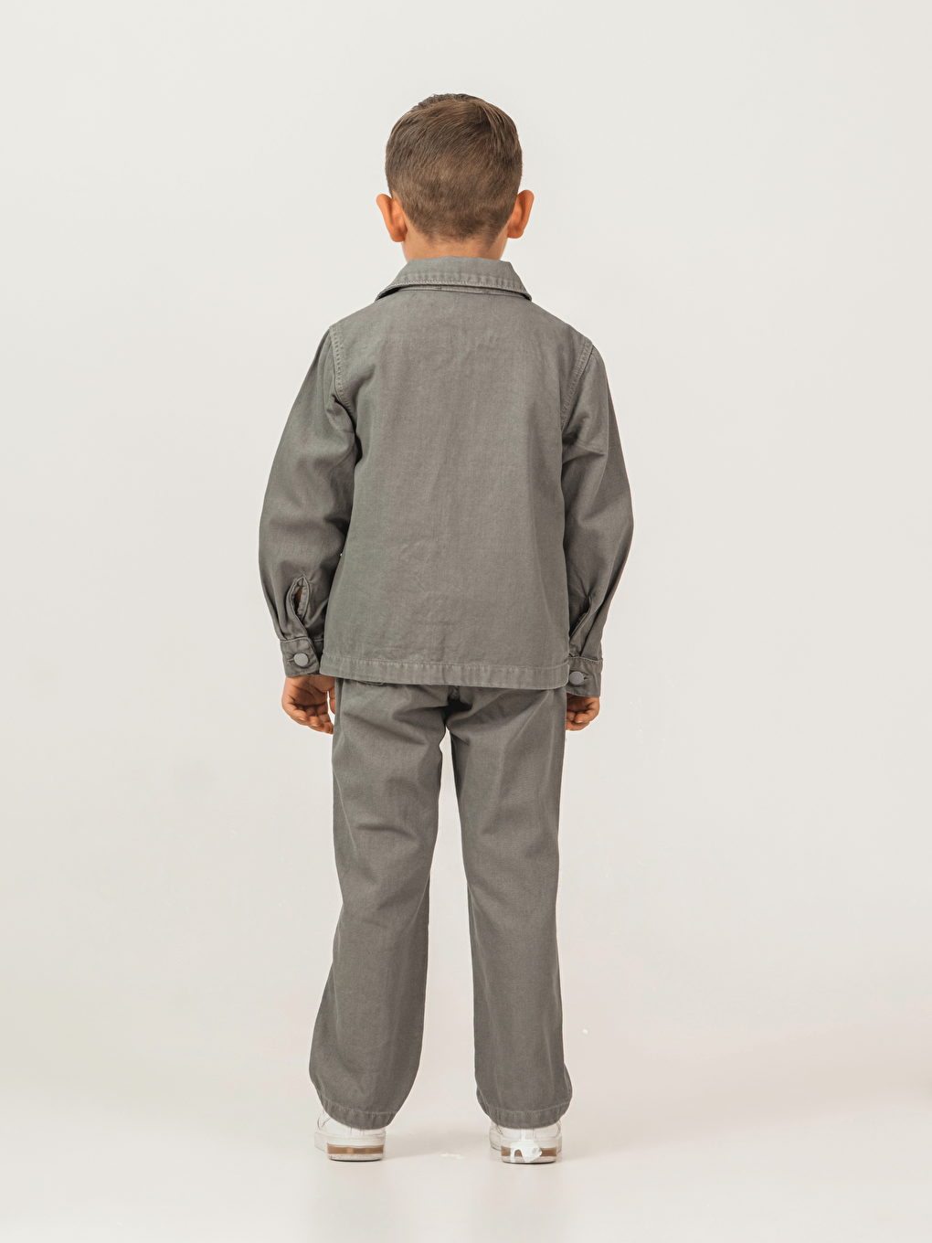 Gri Pamuklu Ceket Pantolon Tişörtlü Erkek Çocuk 3lü Jean Takım-3