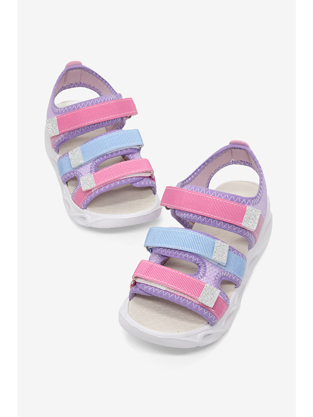 Mor Çocuk Unisex Lila Çoçuk Renkli Rahat Kalıp Sandalet-1
