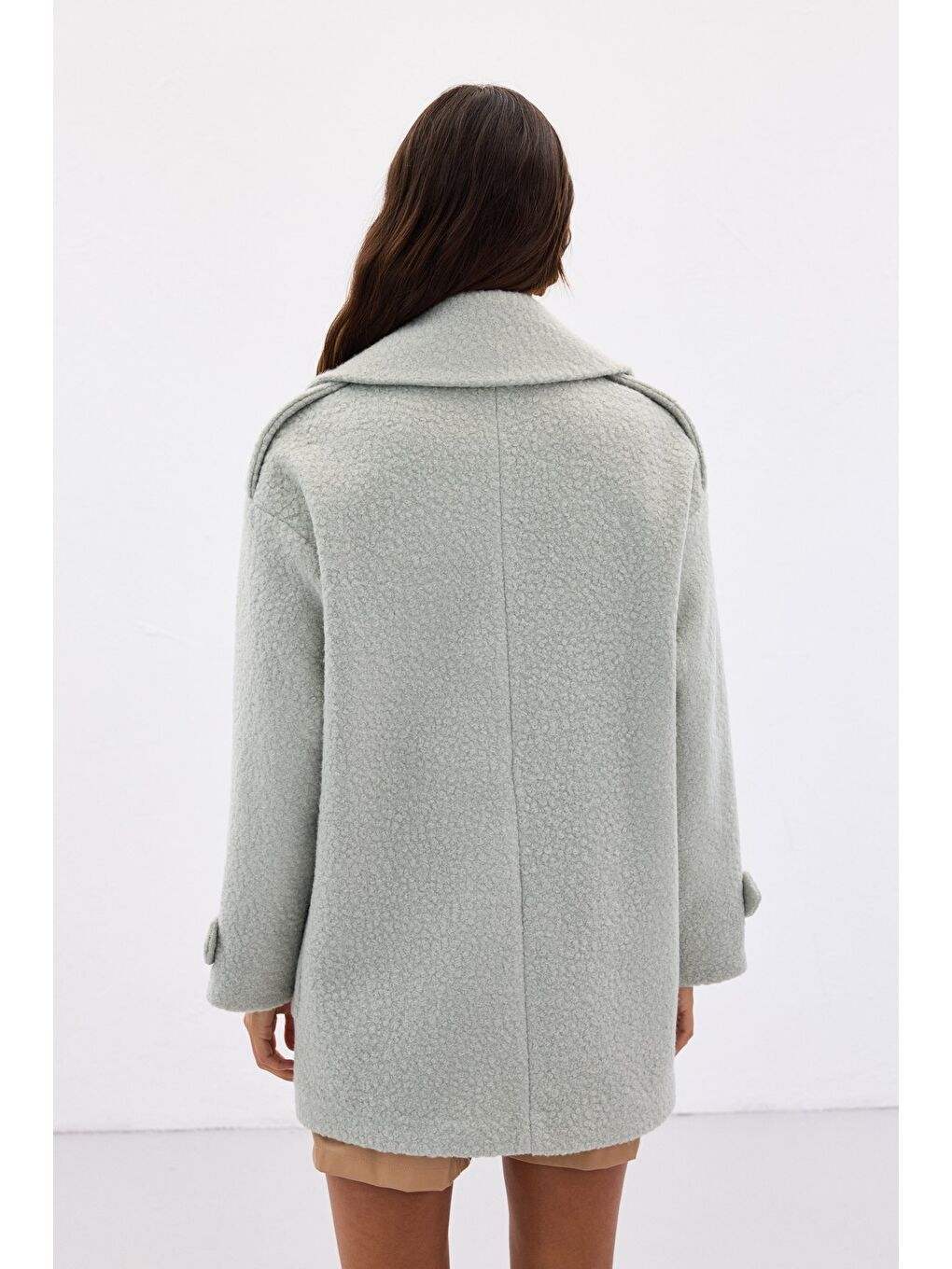 Yeşil Buklet Kısa Kaban - Mint-7