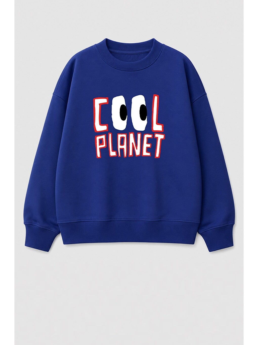 Lacivert Unisex Çocuk 3 İplik Kumaş Baskılı Pamuklu Sweatshirt