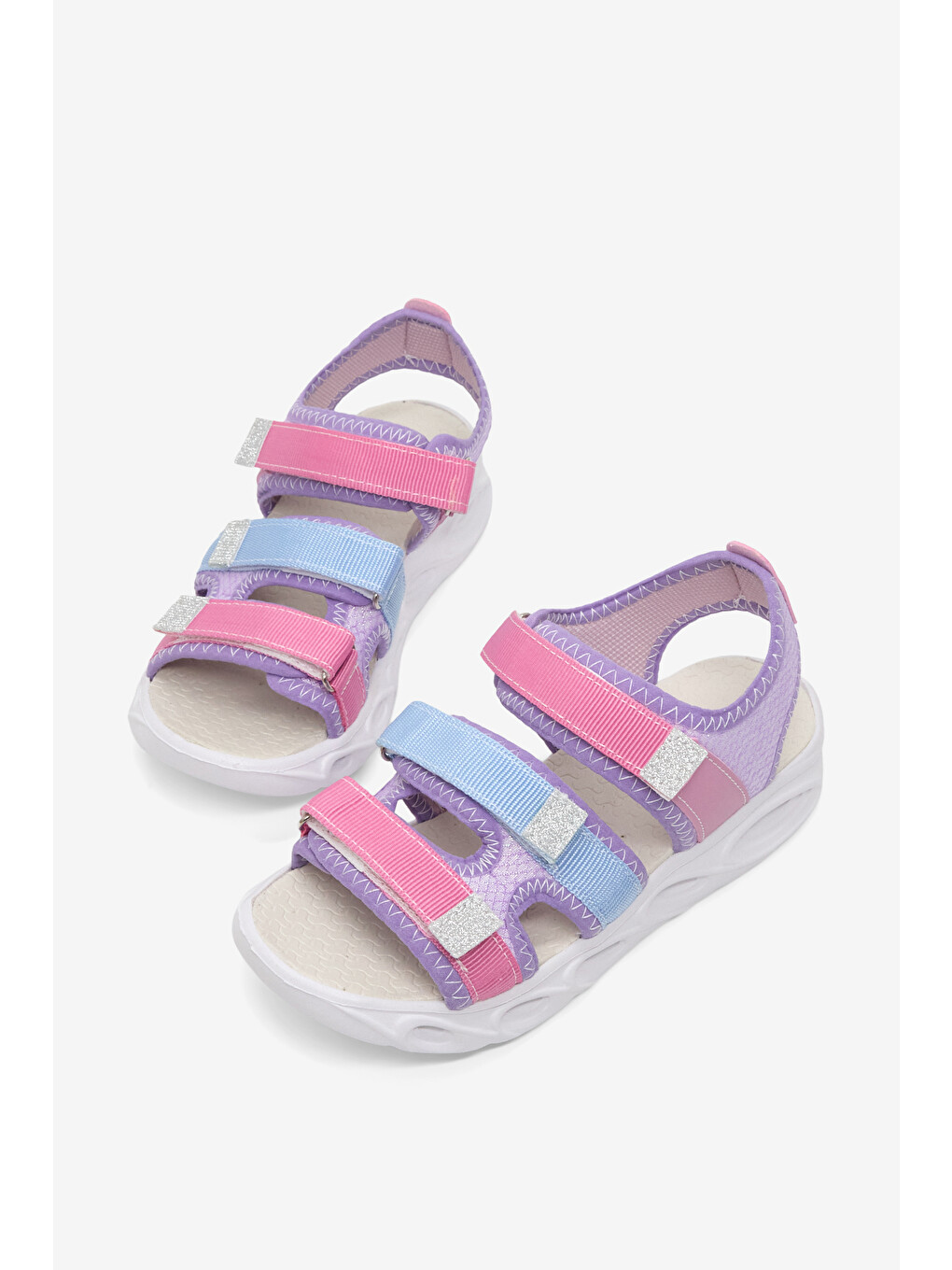 Mor Çocuk Unisex Lila Çoçuk Renkli Rahat Kalıp Sandalet-3