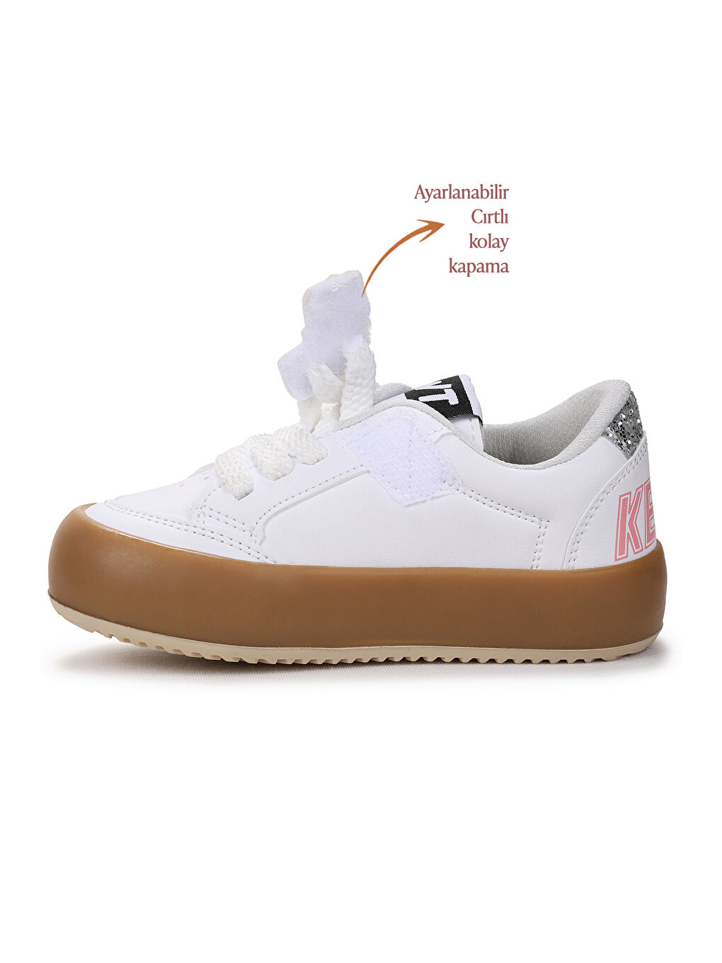 Beyaz Rida Günlük Bağcıklı Kız Çocuk Spor Ayakkabı-3