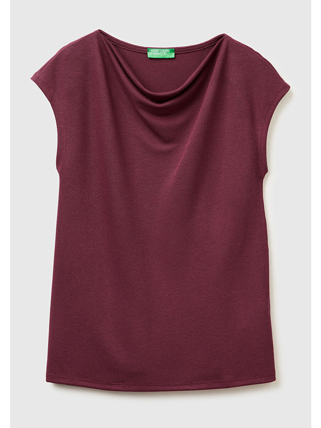 Kadın Mürdüm Viskoz Karışımlı Kayık Yaka Kolsuz Üst-1