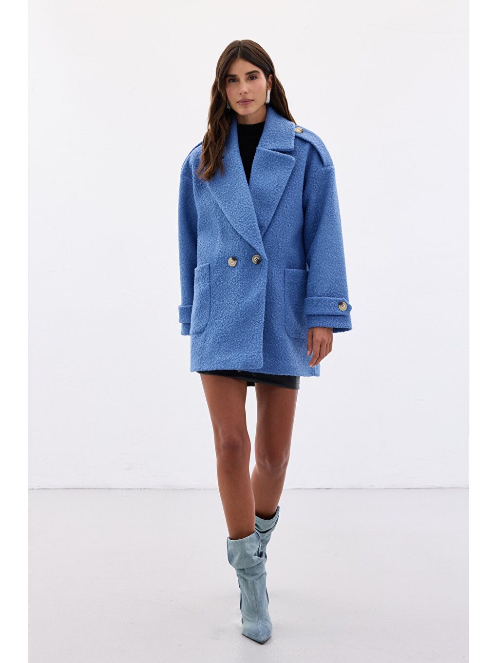 Buklet Kısa Kaban - Mavi