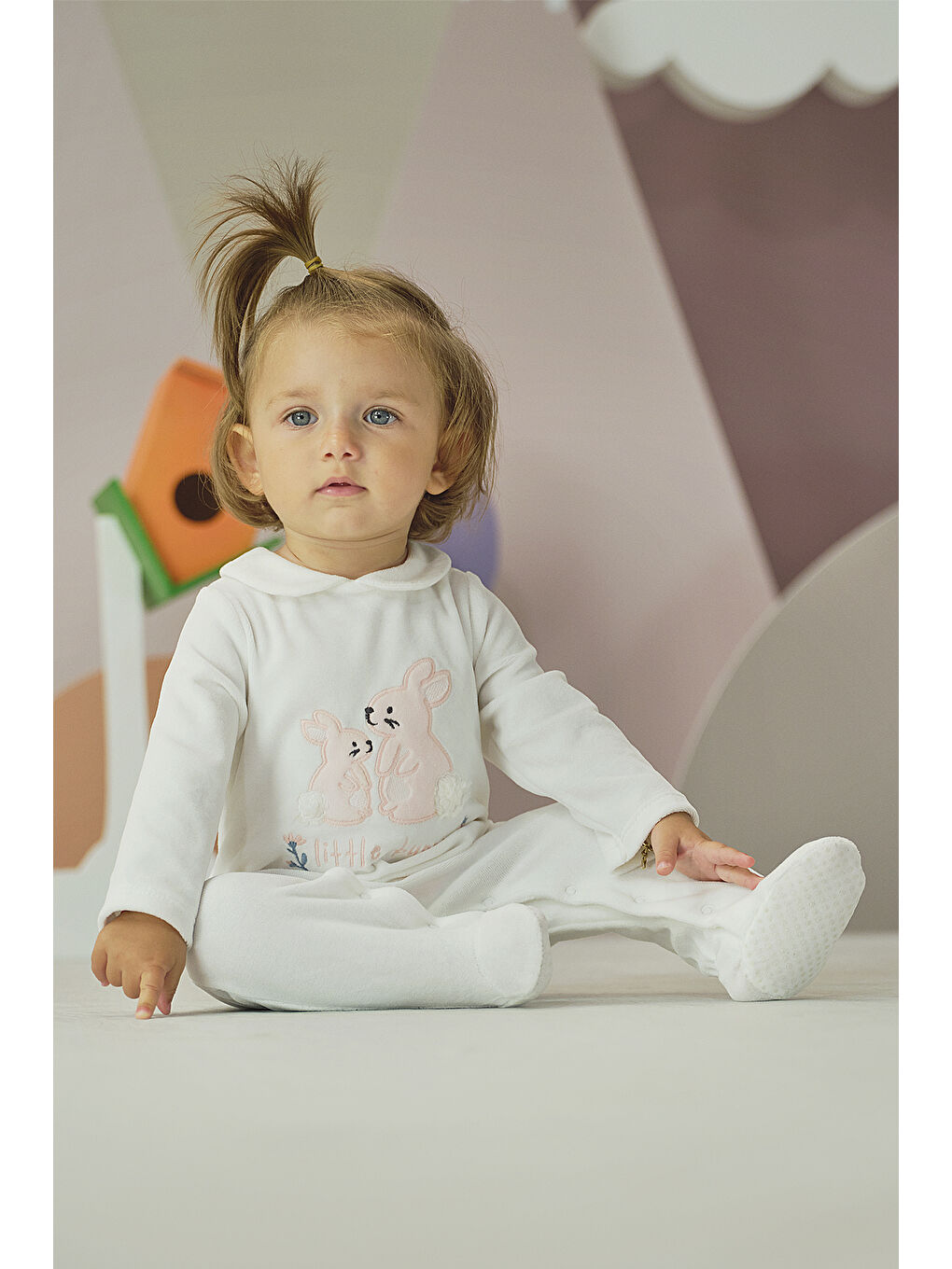 Pembe Kız Bebek Kadife Tulum-1