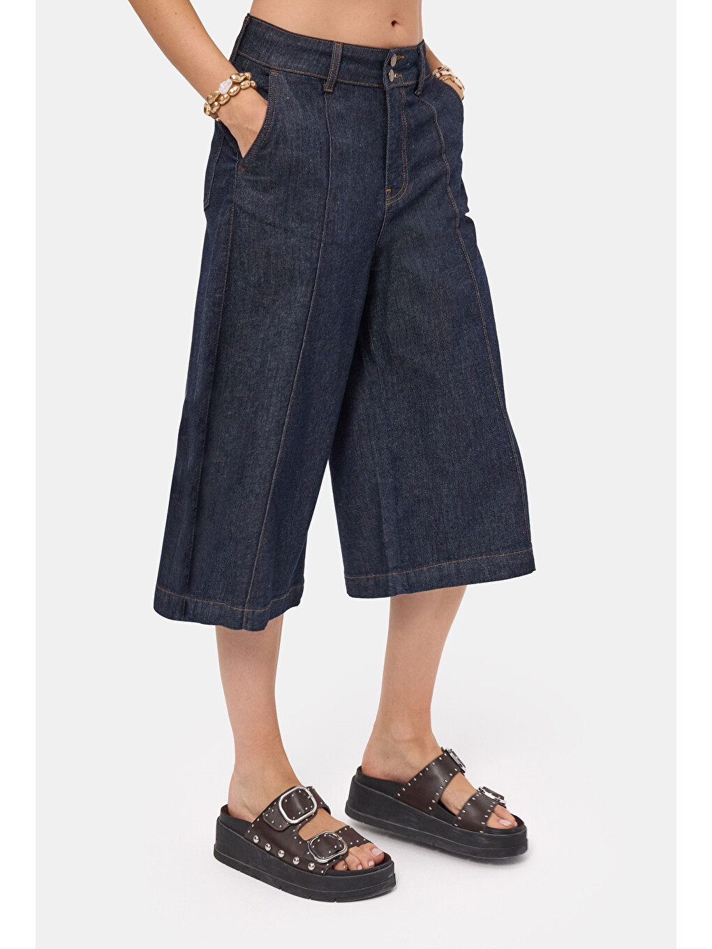 Kadın İndigo Selvedge 7w6-50 Maxi Denim Bermuda Jort-6