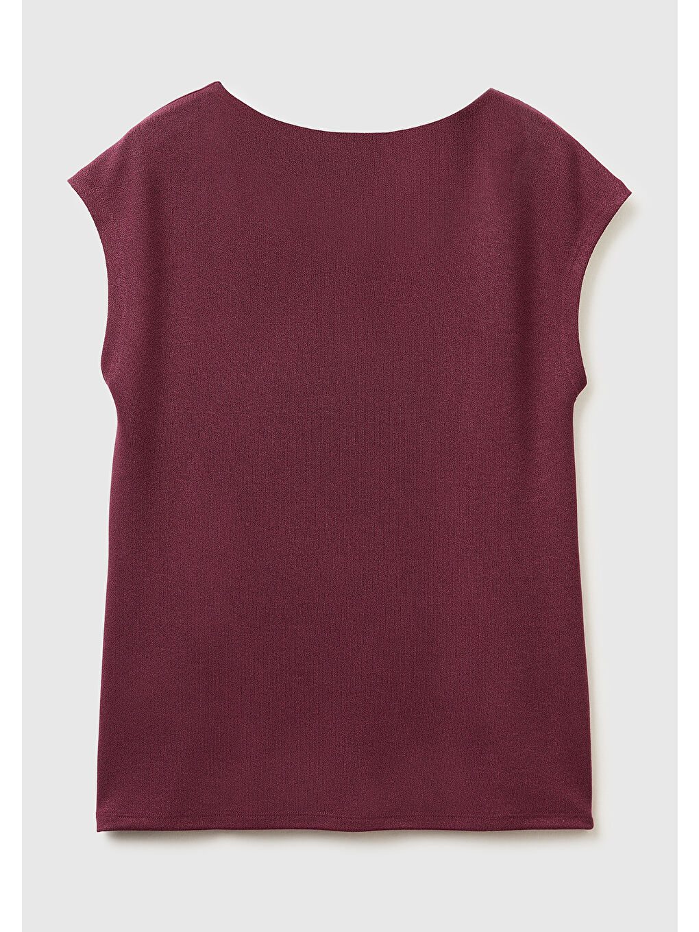 Kadın Mürdüm Viskoz Karışımlı Kayık Yaka Kolsuz Üst-3