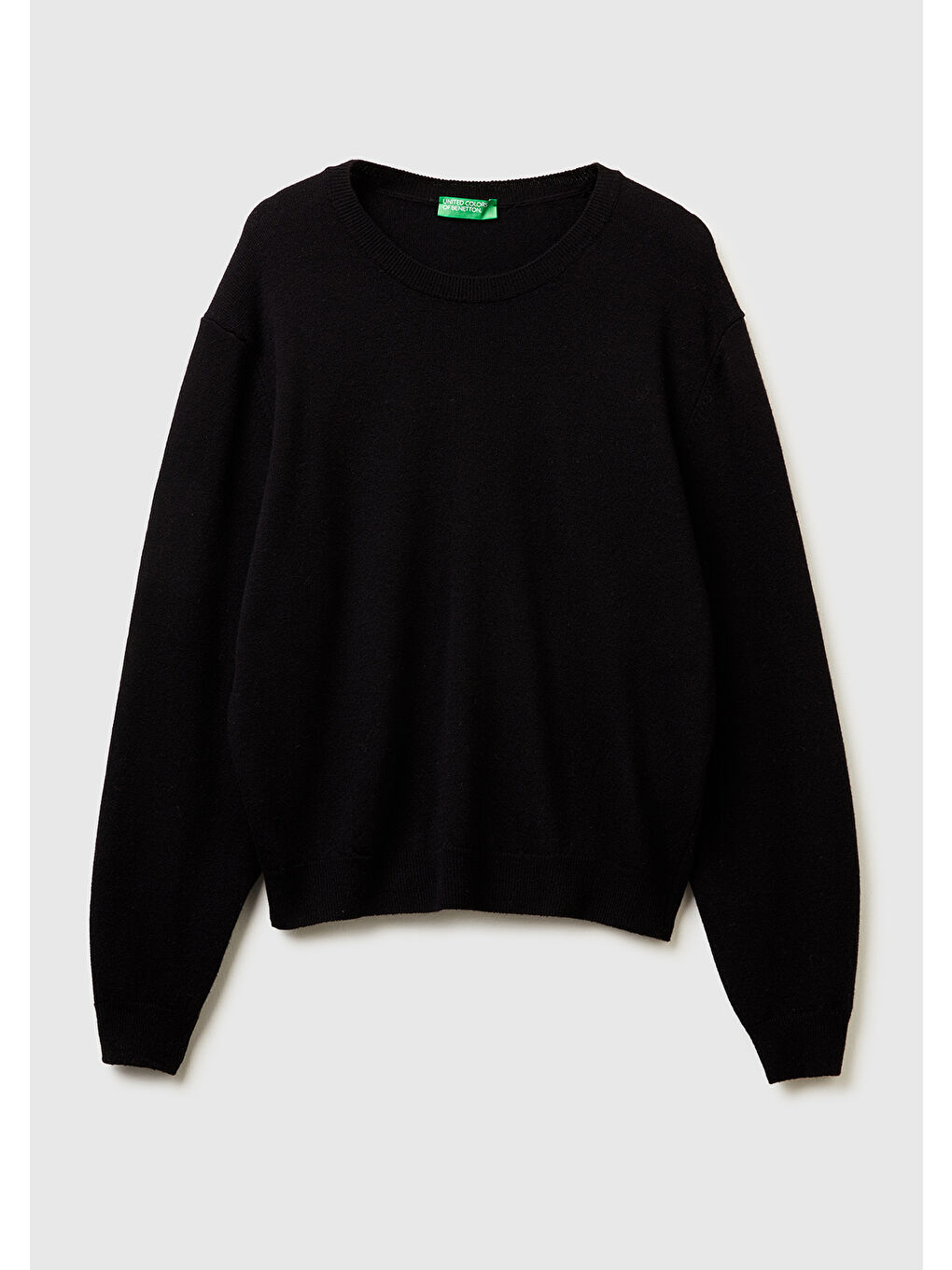 Kadın Siyah %100 Merino Ribana Detaylı Bisiklet Yaka Kazak-1