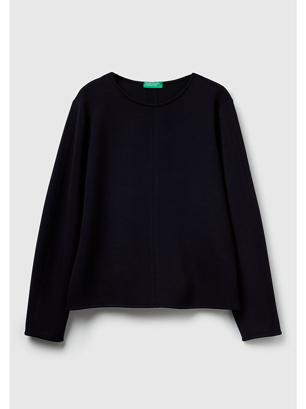 Kadın Siyah Modal Karışımlı Etiket Detaylı Bisiklet Yaka Sweatshirt-1