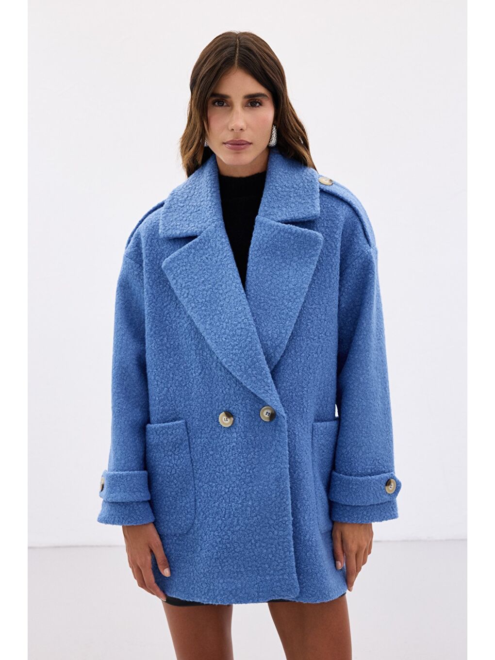 Buklet Kısa Kaban - Mavi-1