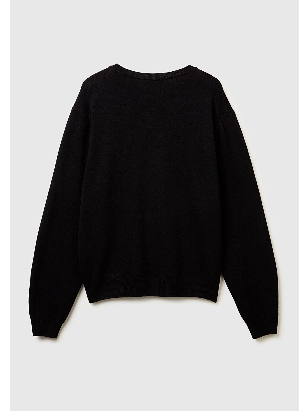 Kadın Siyah %100 Merino Ribana Detaylı Bisiklet Yaka Kazak-3