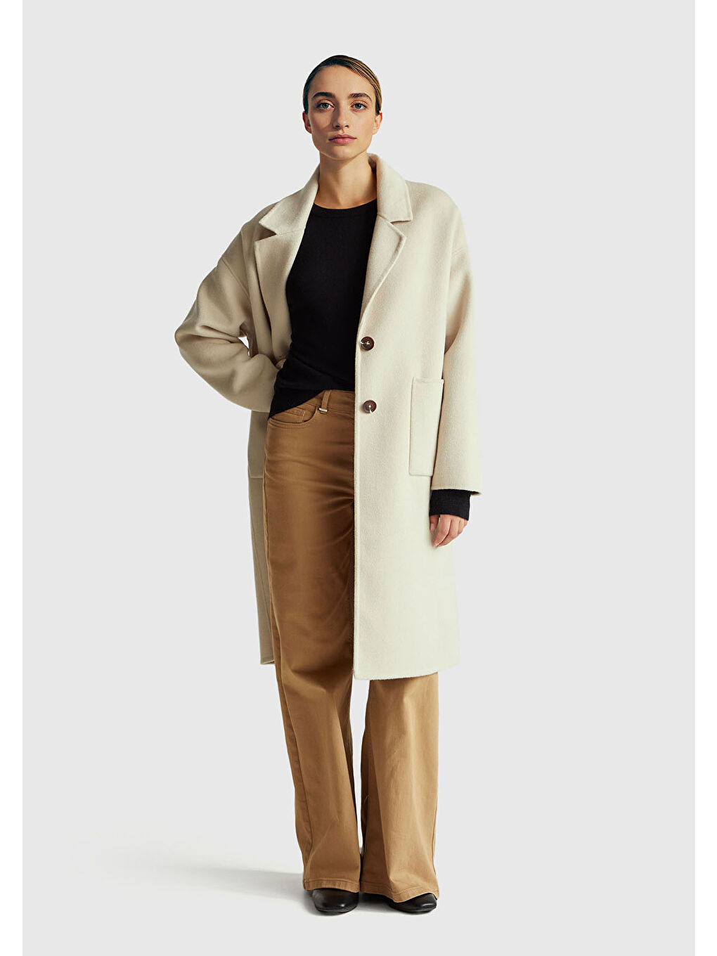 Kadın Siyah %100 Merino Ribana Detaylı Bisiklet Yaka Kazak-4