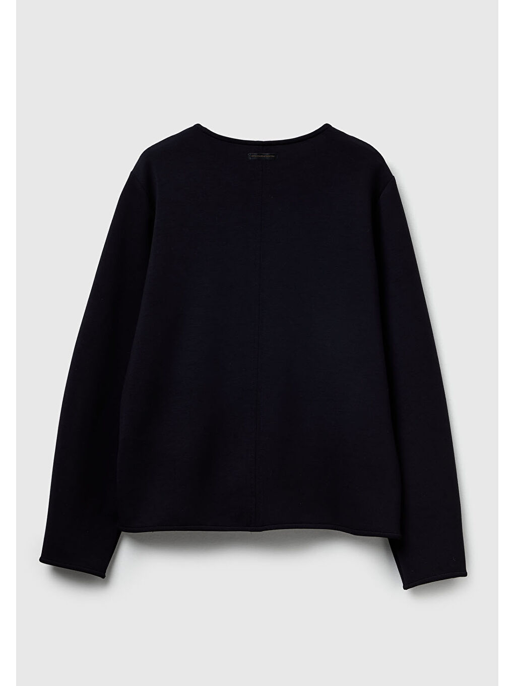 Kadın Siyah Modal Karışımlı Etiket Detaylı Bisiklet Yaka Sweatshirt-3