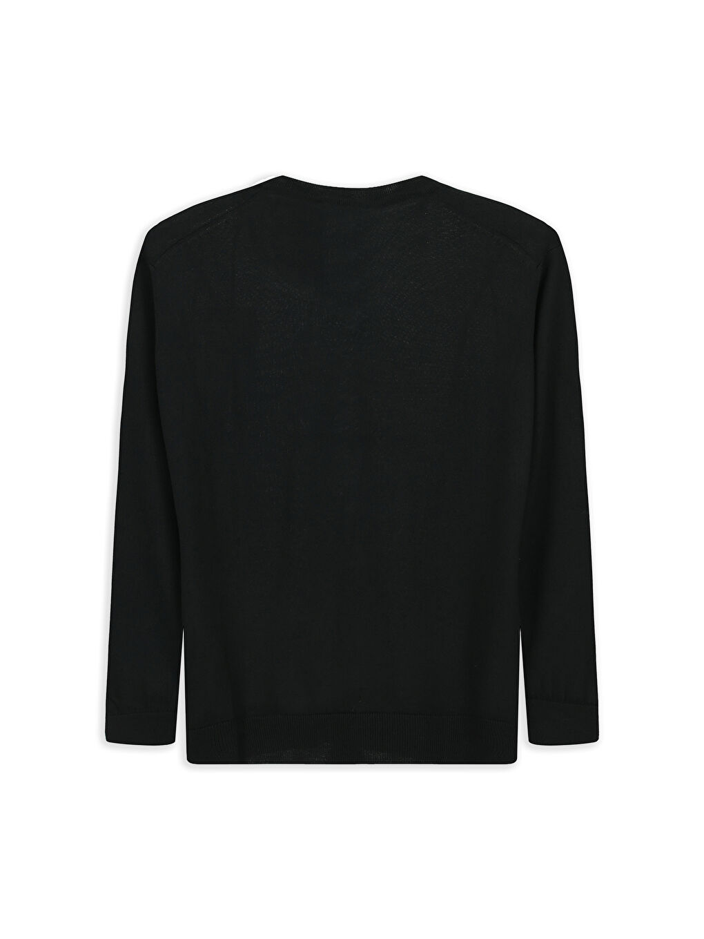 Siyah V Yaka Düğmeli Yünlü Örme Triko Hırka-1