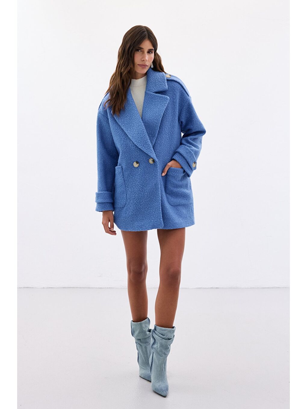 Buklet Kısa Kaban - Mavi-2