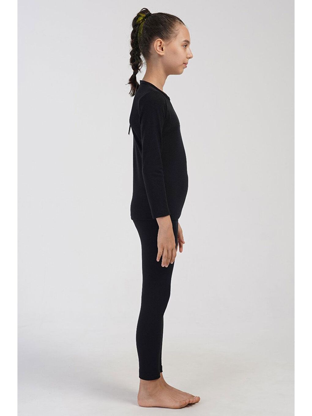 Kız Çocuk Uzun Kol Bisiklet Yaka Termal Takım 405161 Siyah-1