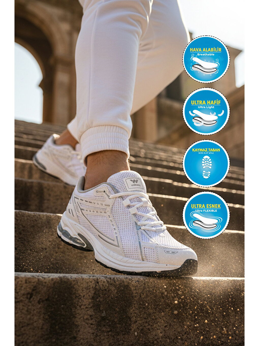 Beyaz Fileli Hafif Hava Alabilen Erkek Spor Ayakkabı 1505 Ruth M-2