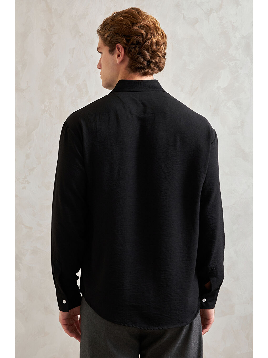 Siyah Erkek Oversize Kesim Aerobin Gömlek-4