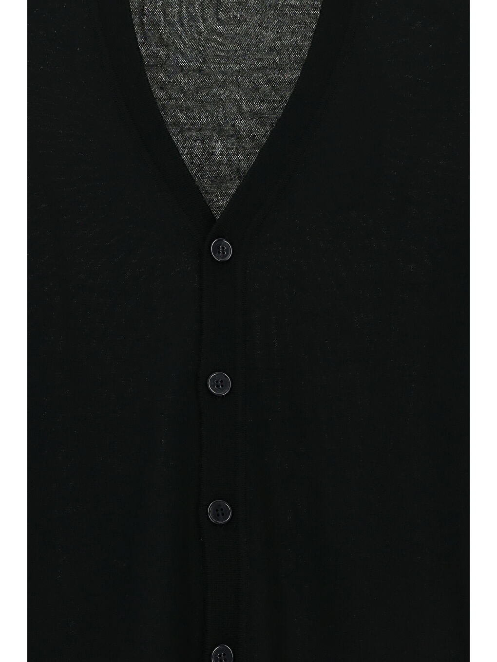 Siyah V Yaka Düğmeli Yünlü Örme Triko Hırka-2