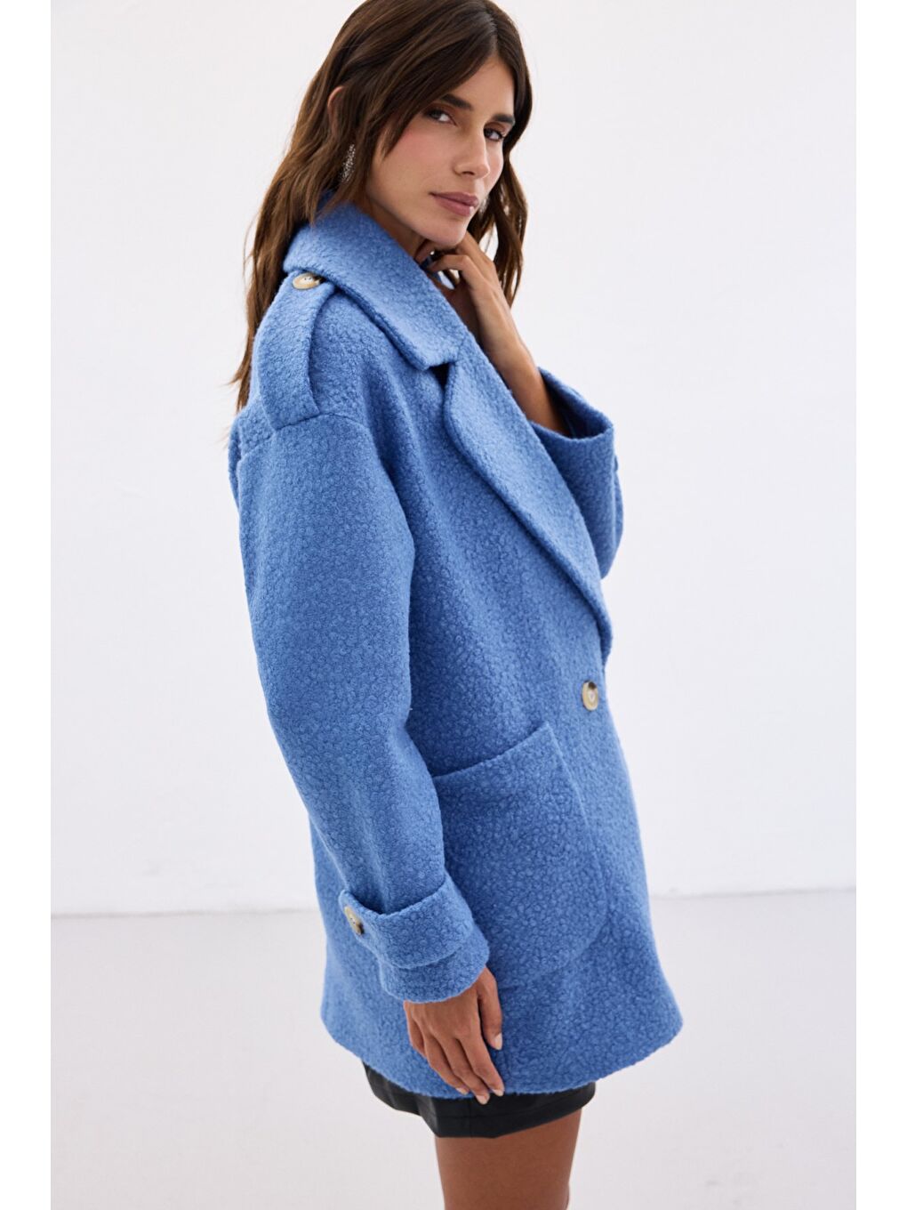 Buklet Kısa Kaban - Mavi-4