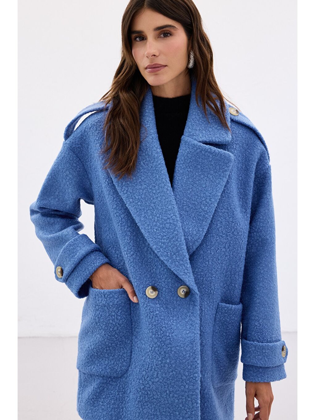 Buklet Kısa Kaban - Mavi-5