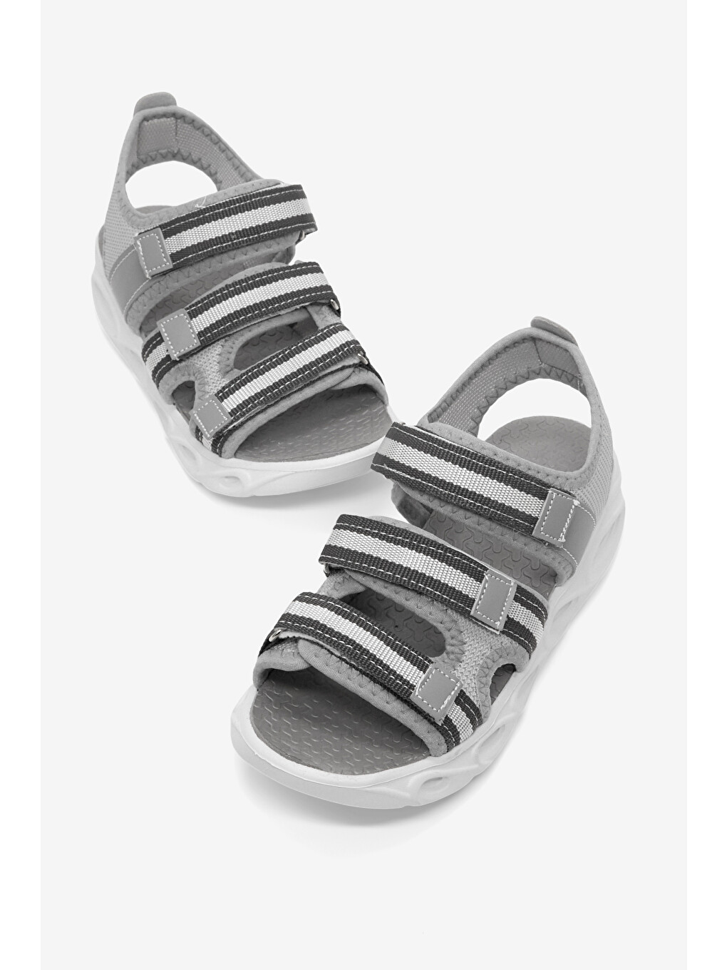Çocuk Unisex Gri Çoçuk Renkli Rahat Kalıp Sandalet