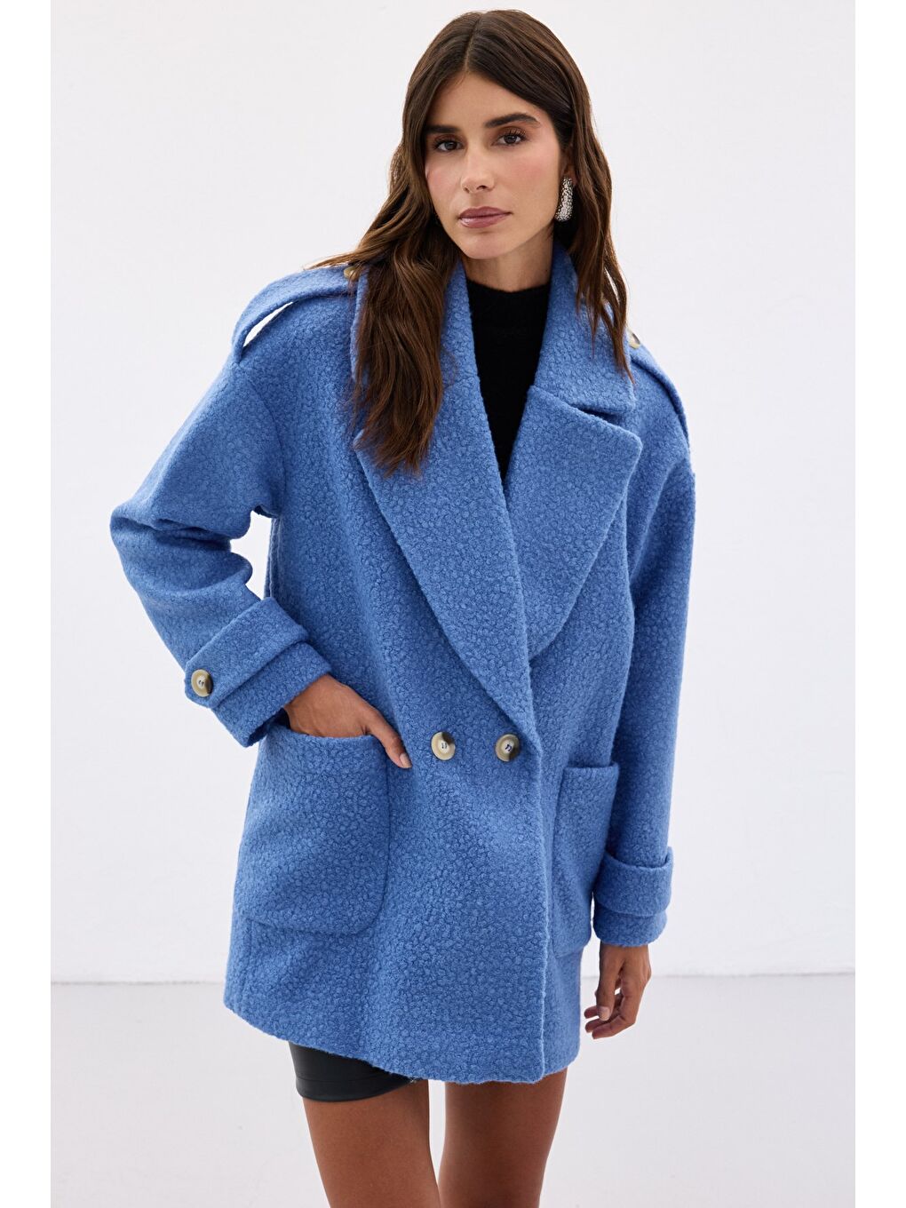 Buklet Kısa Kaban - Mavi-6