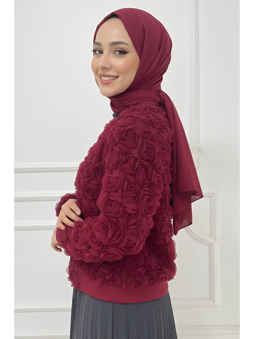 Güllü Tül Mont Bordo - 28026-BORDO-1