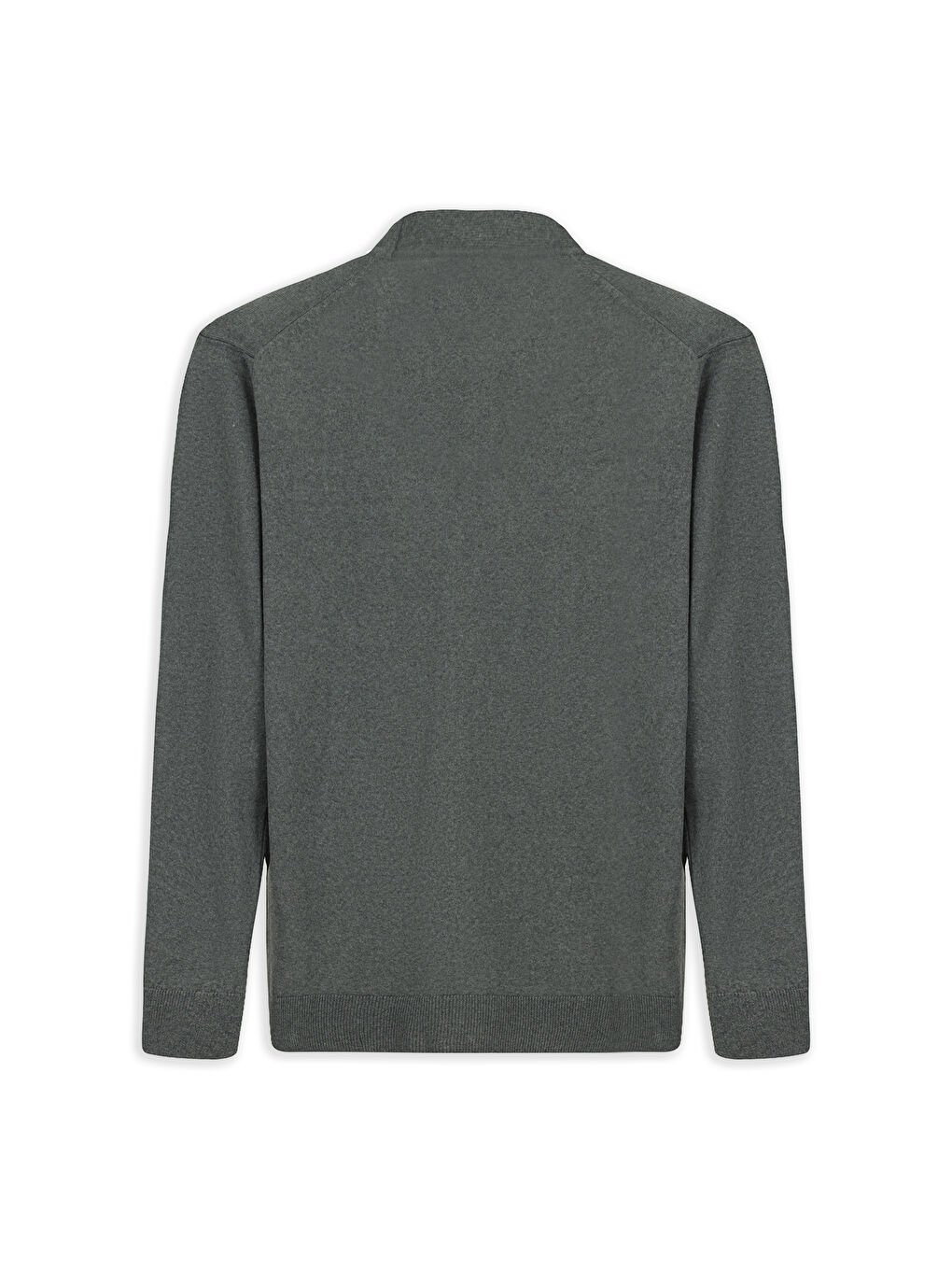 Antrasit V Yaka Düğmeli Yünlü Örme Triko Hırka-1