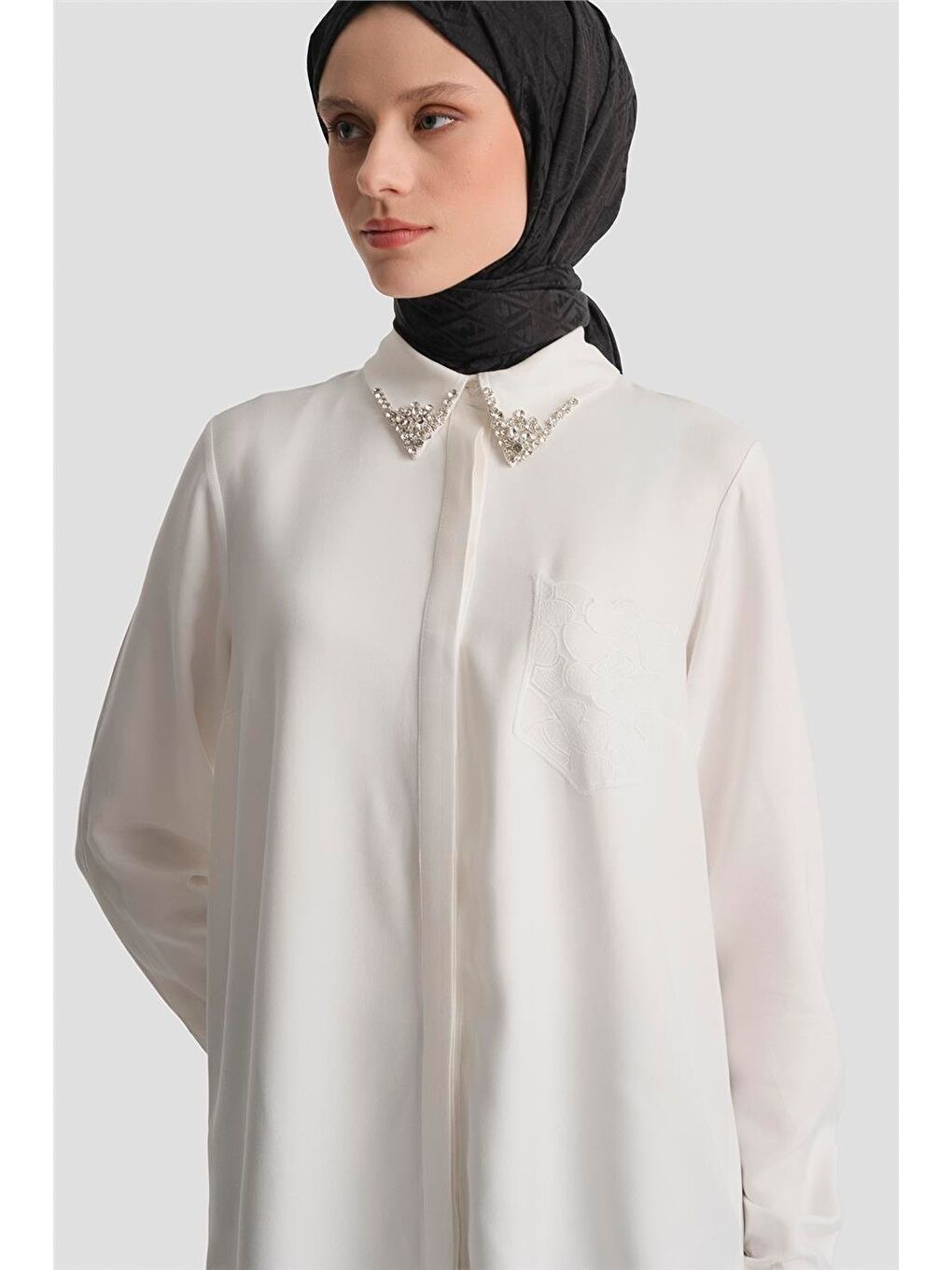 Cep Detaylı Tunik Beyaz-2