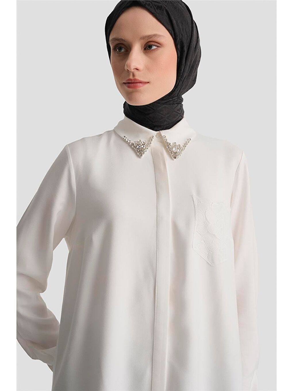 Cep Detaylı Tunik Beyaz-3