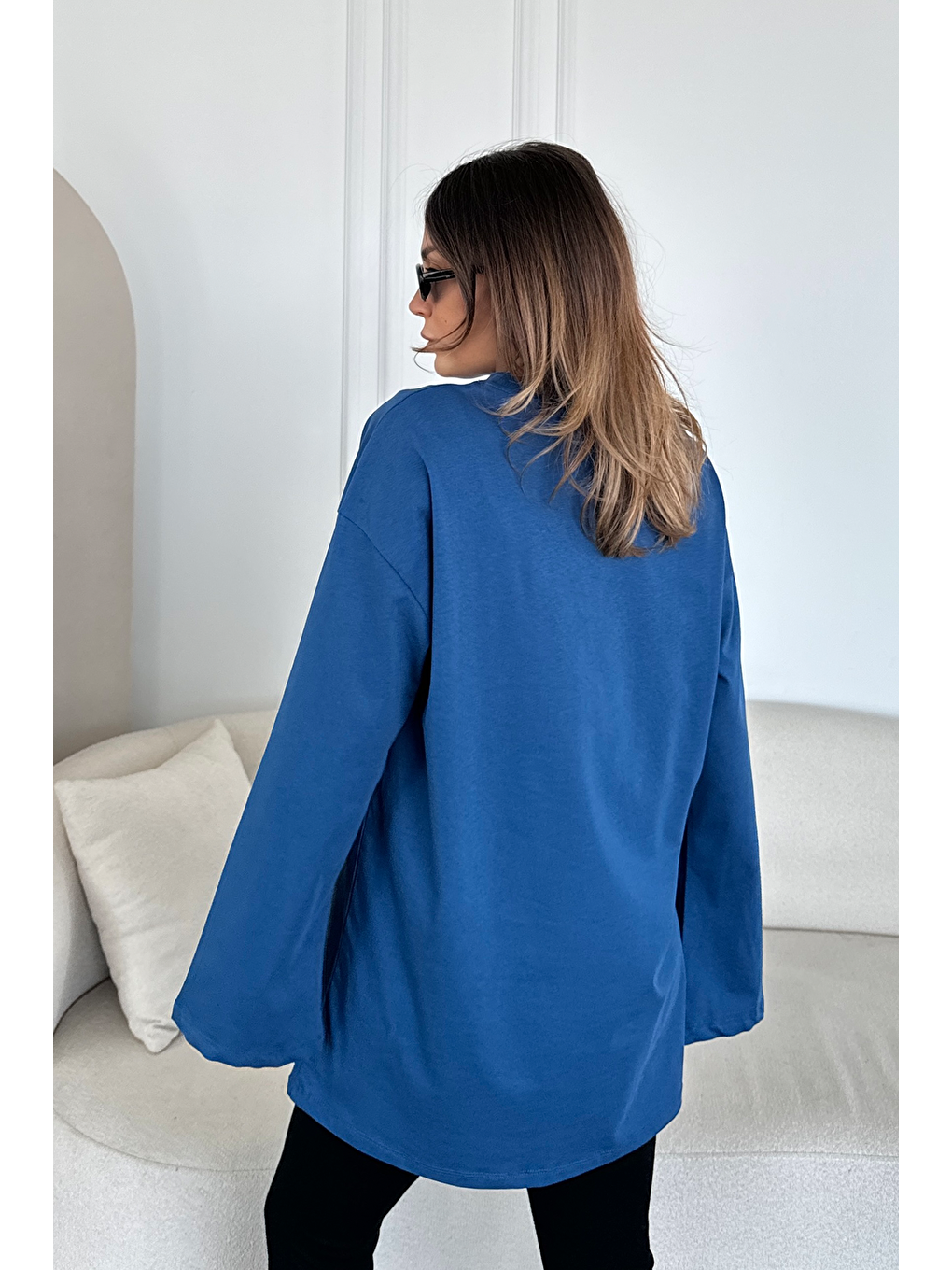 Geniş Kol Oversize 2'Li Paket T-Shirt 964 İndigo/Bordo-6