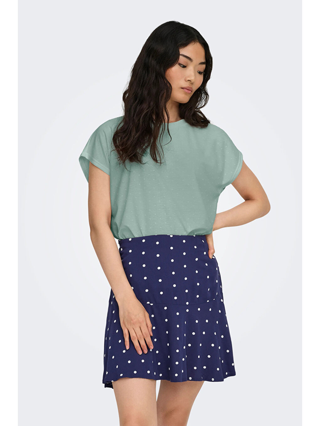 Yeşil Onlmolly Relaxed Fit Bisiklet Yaka Kadın T Shirt 15368563