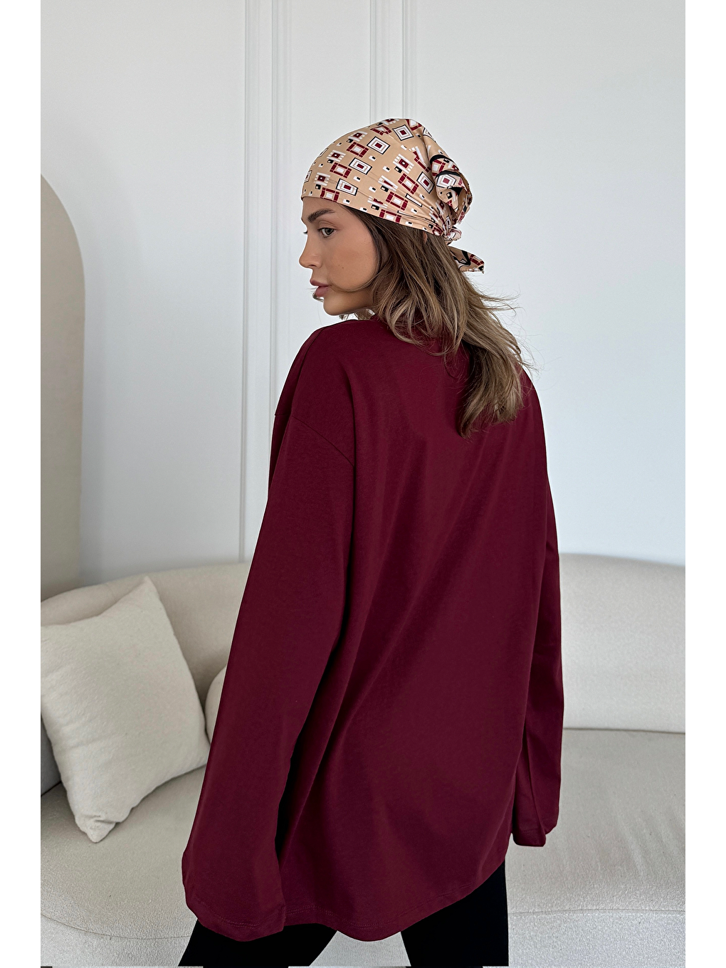 Geniş Kol Oversize 2'Li Paket T-Shirt 964 İndigo/Bordo-7