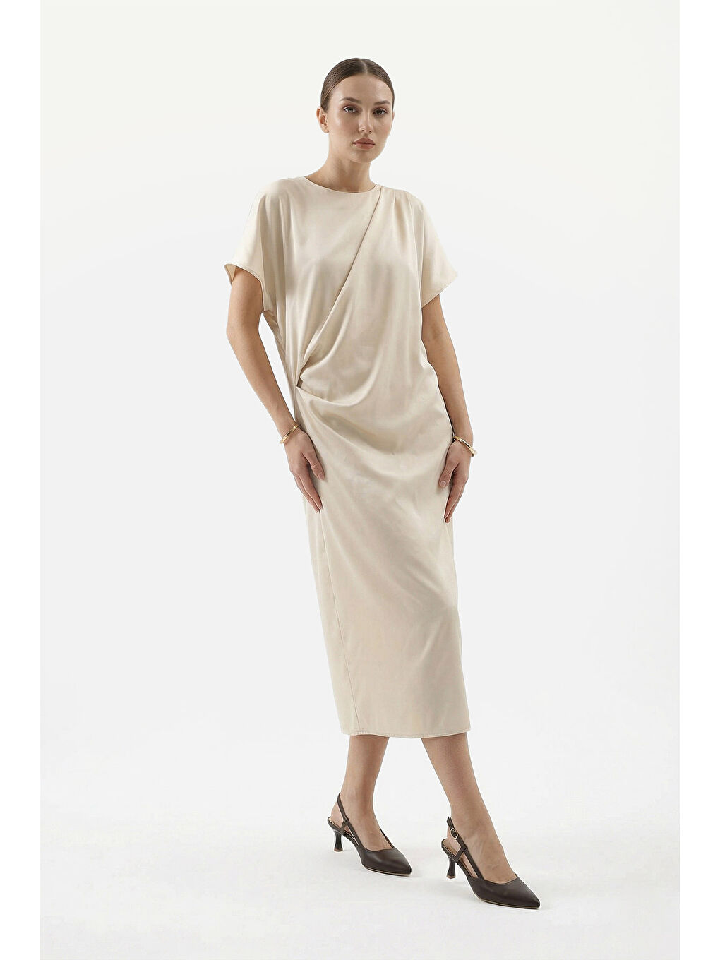 Kahverengi Kadın KAHVERENGİ İnce Topuklu Arkası Açık Hakiki Deri Ayakkabı-2