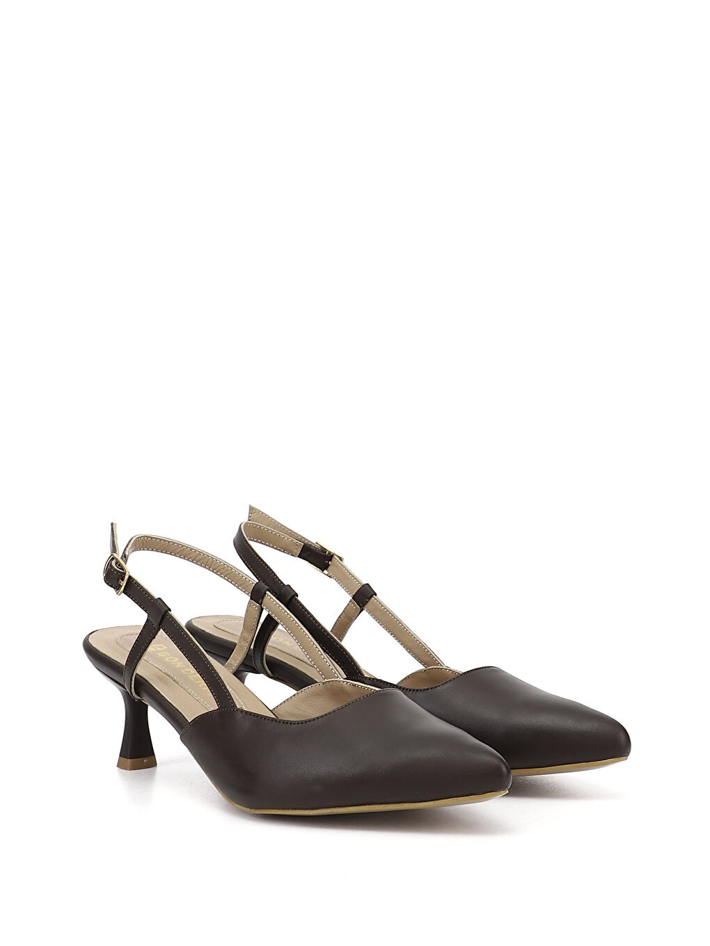 Kahverengi Kadın KAHVERENGİ İnce Topuklu Arkası Açık Hakiki Deri Ayakkabı-3