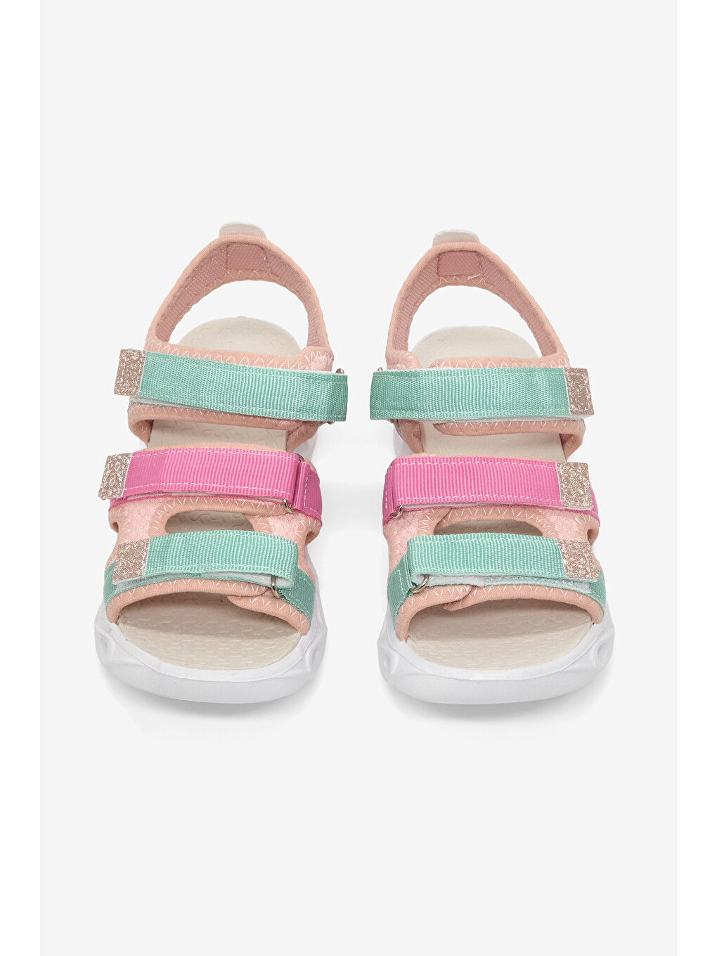 Çocuk Unisex Pembe Turkuaz Çoçuk Renkli Rahat Kalıp Sandalet-2