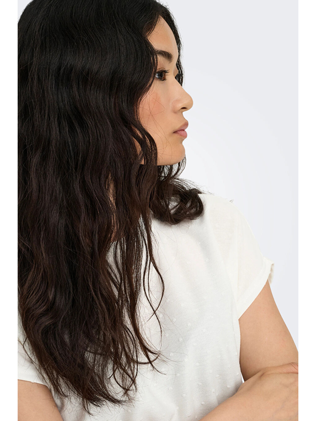 Ekru Onlmolly Relaxed Fit Bisiklet Yaka Kadın T Shirt 15368563-1