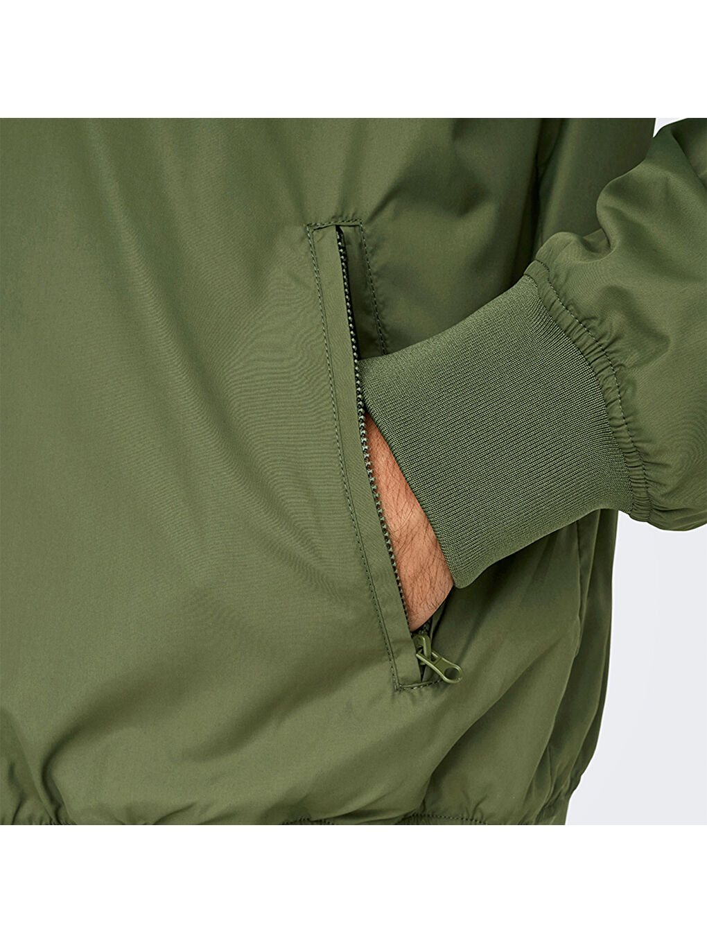 Gavin Bomber Erkek Haki Dik Yaka Ceket-4