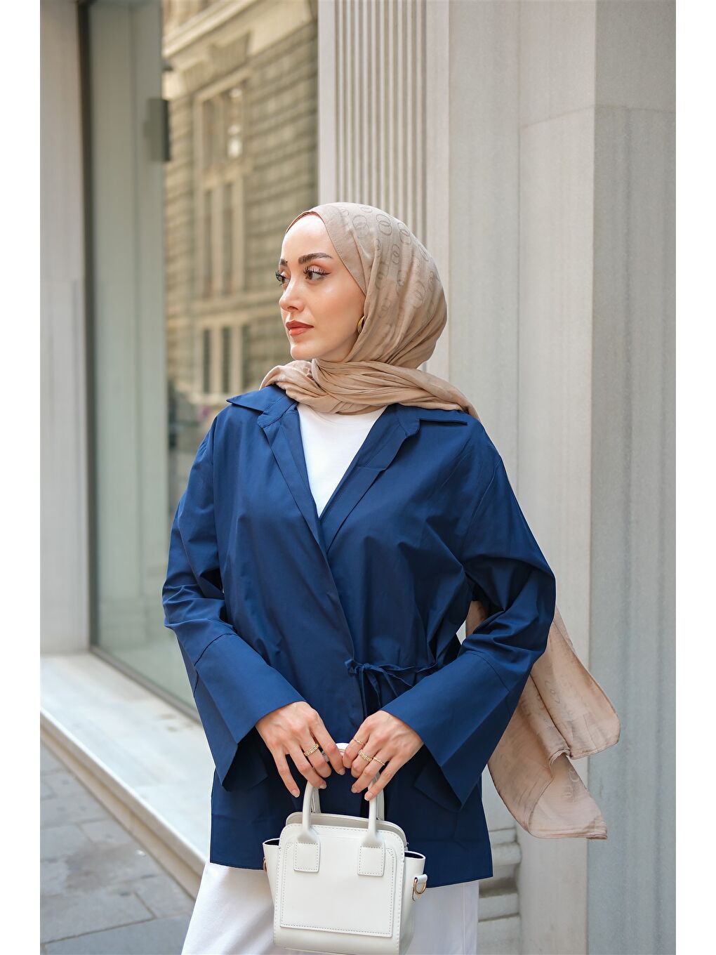 Kadın Yandan Bağlamalı Gömlek Lacivert