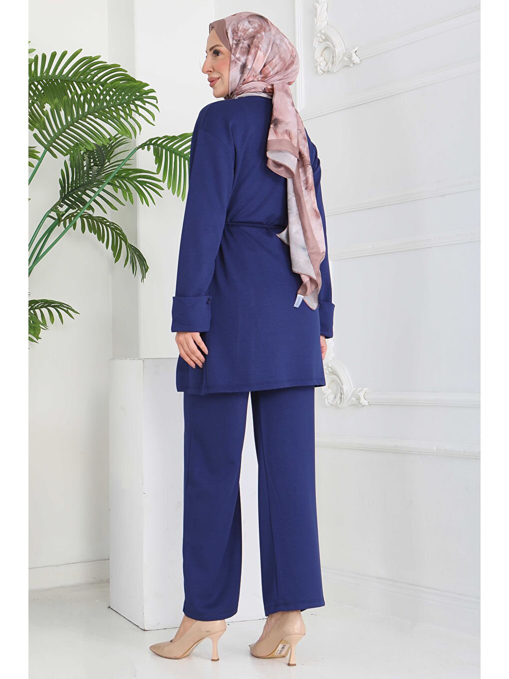 Düğme Detaylı Modal İkili Takım Lacivert - 28013-LACIVERT-4
