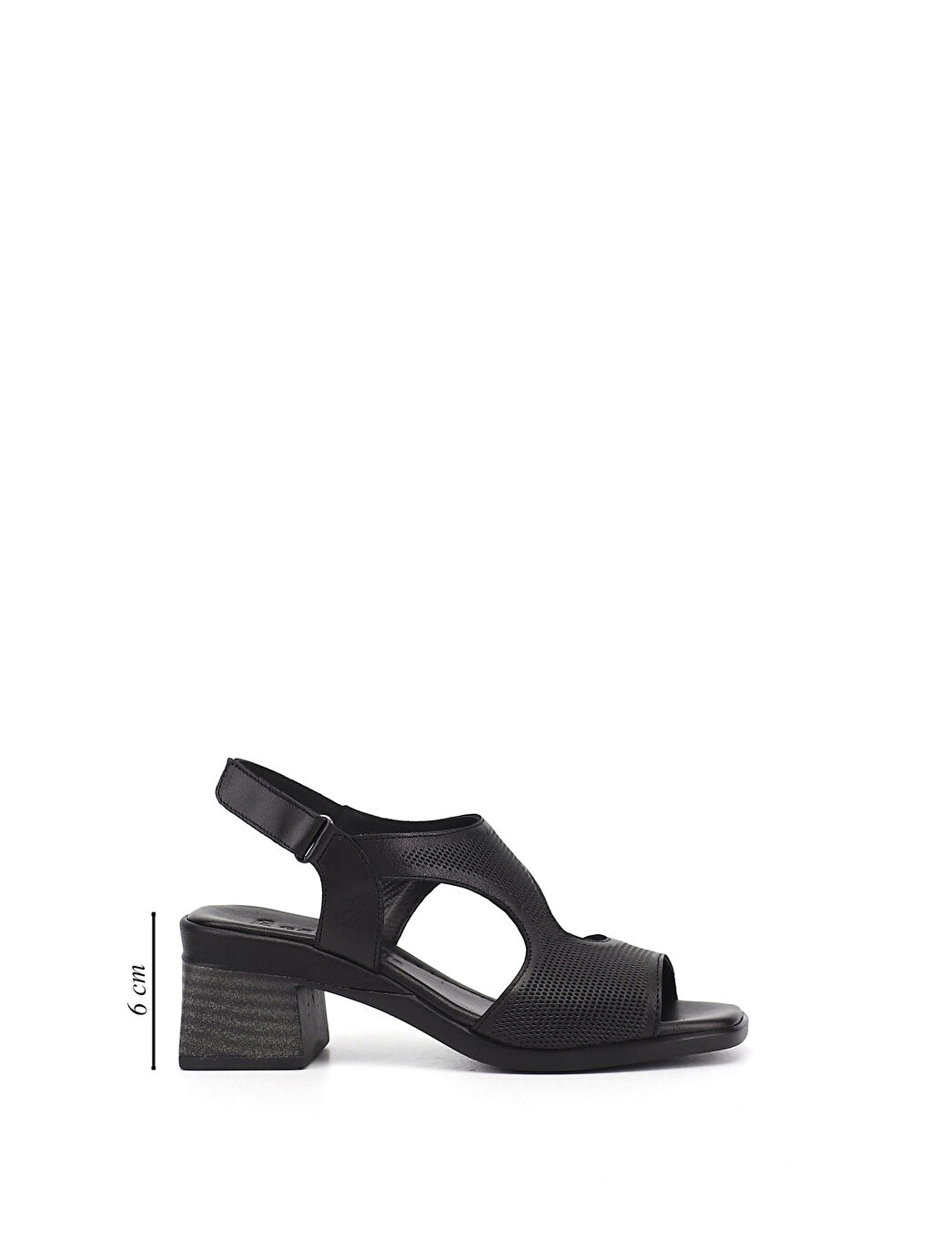 Siyah Kadın SİYAH Cırt Bantlı Kalın Topuklu Hakiki Deri Sandalet-1